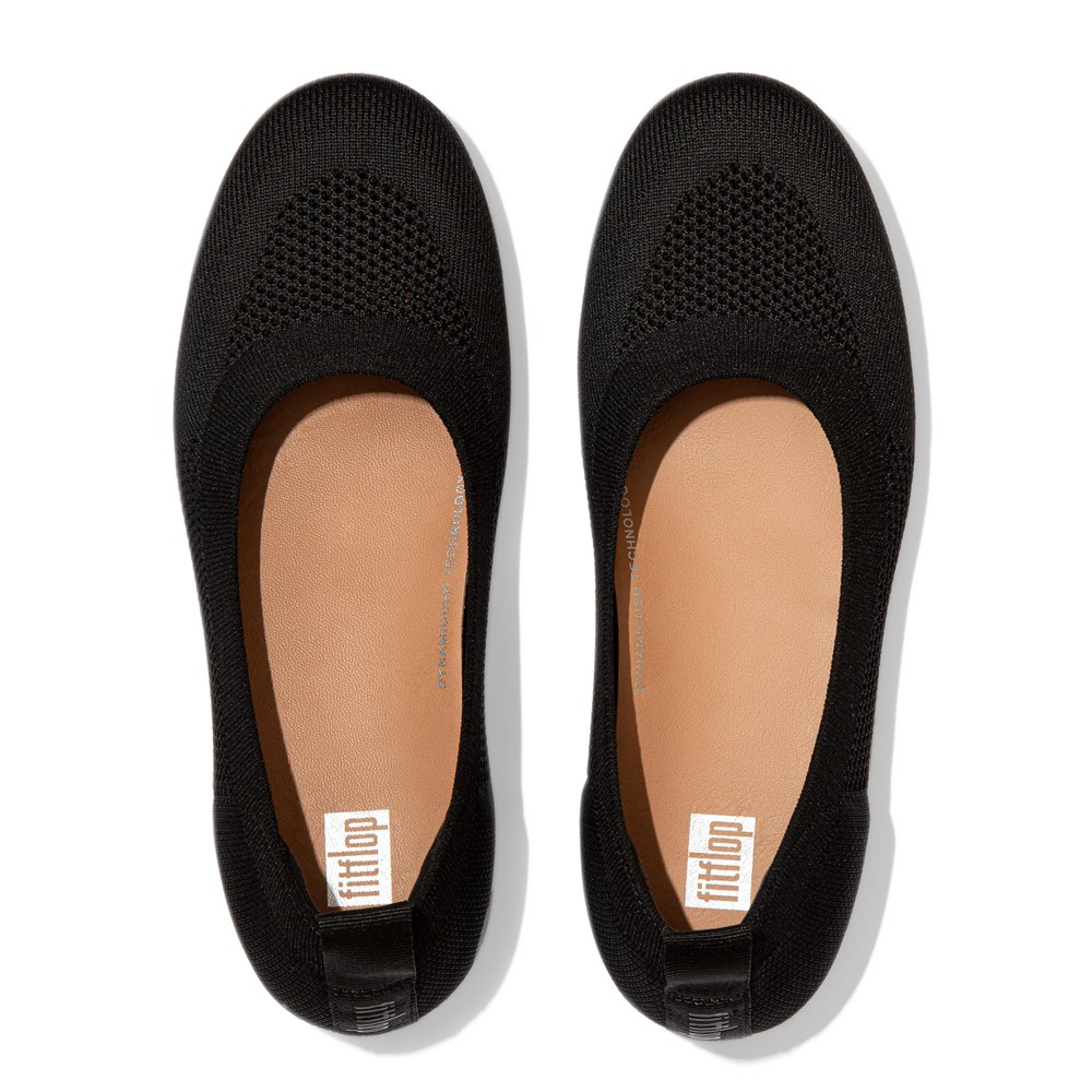 Fitflop Womens Ballet Flats - Allegro Airyknit - Black - 239-XRFHQK